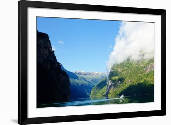 Ship in the Geiranger Fjord, Listed as a UNESCO World Heritage Site-naumoid-Framed Photographic Print