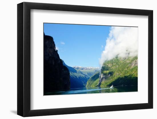 Ship in the Geiranger Fjord, Listed as a UNESCO World Heritage Site-naumoid-Framed Photographic Print