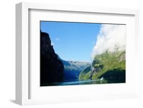 Ship in the Geiranger Fjord, Listed as a UNESCO World Heritage Site-naumoid-Framed Photographic Print