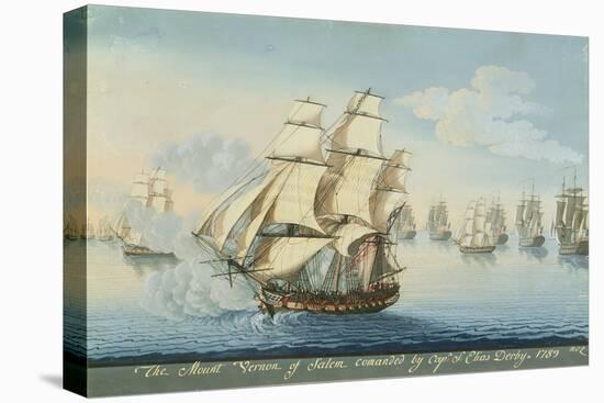 Ship Mount Vernon of Salem Outrunning a French Fleet-Michele Felice Corne-Stretched Canvas