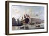 Ship Navigating Between Two Piers in Depford-null-Framed Giclee Print