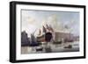 Ship Navigating Between Two Piers in Depford-null-Framed Giclee Print