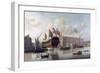 Ship Navigating Between Two Piers in Depford-null-Framed Giclee Print