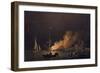 Ship on Fire at Night, C.1756-Charles Brooking-Framed Giclee Print