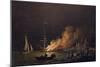 Ship on Fire at Night, C.1756-Charles Brooking-Mounted Giclee Print