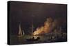 Ship on Fire at Night, C.1756-Charles Brooking-Stretched Canvas
