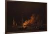 Ship on Fire at Night, Ca 1756-Charles Brooking-Framed Giclee Print