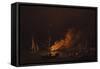 Ship on Fire at Night, Ca 1756-Charles Brooking-Framed Stretched Canvas