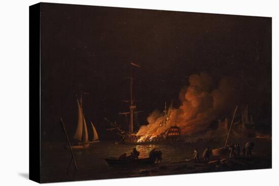 Ship on Fire at Night, Ca 1756-Charles Brooking-Stretched Canvas