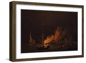 Ship on Fire at Night, Ca 1756-Charles Brooking-Framed Giclee Print