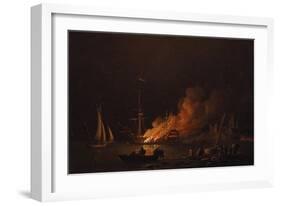 Ship on Fire at Night, Ca 1756-Charles Brooking-Framed Giclee Print