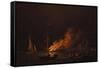 Ship on Fire at Night, Ca 1756-Charles Brooking-Framed Stretched Canvas