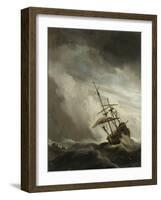 Ship on the High Seas Caught by a Squall, (The Gust), C. 1680-Willem van de Velde-Framed Art Print