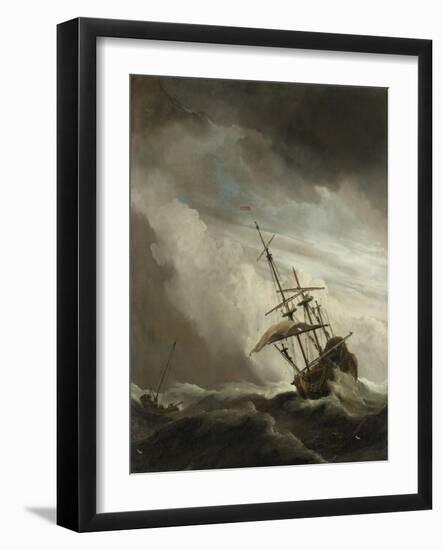 Ship on the High Seas Caught by a Squall, (The Gust), C. 1680-Willem van de Velde-Framed Art Print