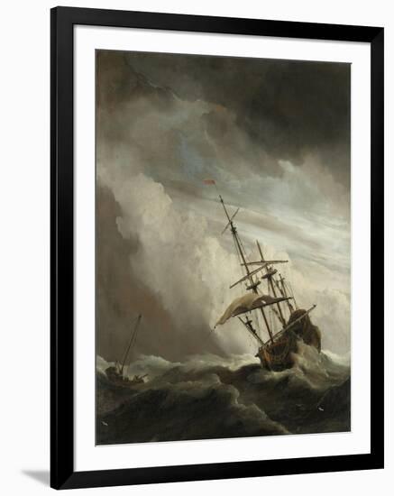 Ship on the High Seas Caught by a Squall, (The Gust), C. 1680-Willem van de Velde-Framed Art Print