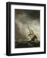 Ship on the High Seas Caught by a Squall, (The Gust), C. 1680-Willem van de Velde-Framed Art Print