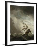 Ship on the High Seas Caught by a Squall, (The Gust), C. 1680-Willem van de Velde-Framed Art Print