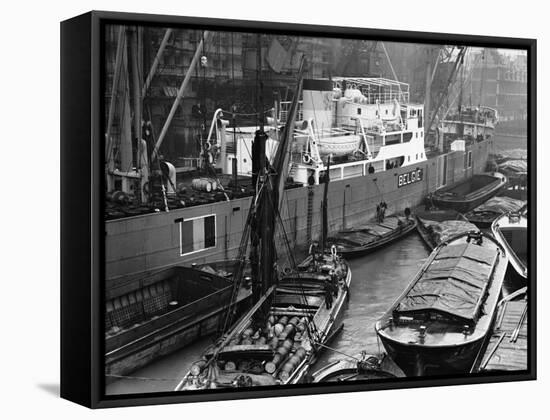 Ship Prince De Liege Is Unloaded-null-Framed Stretched Canvas