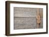 Ship Rope Knot on Old Wooden Texture Background-karandaev-Framed Photographic Print