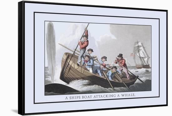 Ship's Boat Attacking a Whale-J.h. Clark-Framed Stretched Canvas