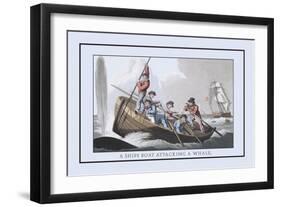 Ship's Boat Attacking a Whale-J.h. Clark-Framed Art Print