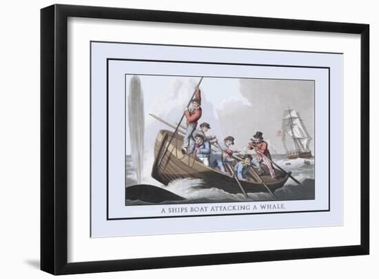 Ship's Boat Attacking a Whale-J.h. Clark-Framed Art Print