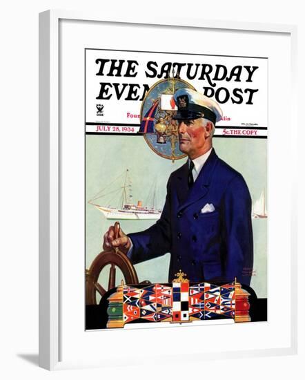 "Ship's Captain," Saturday Evening Post Cover, July 28, 1934-Edgar Franklin Wittmack-Framed Giclee Print