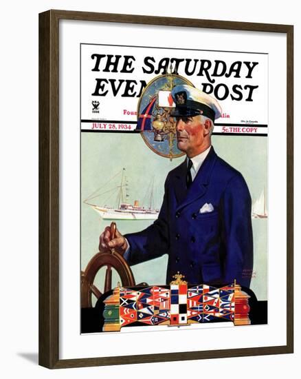 "Ship's Captain," Saturday Evening Post Cover, July 28, 1934-Edgar Franklin Wittmack-Framed Giclee Print