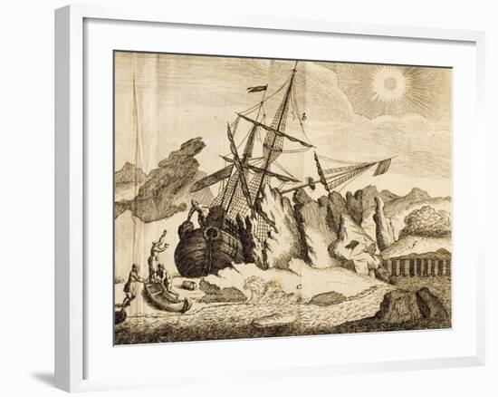 Ship Trapped in the Ice from Account of Frederick Marten's Expedition-null-Framed Giclee Print