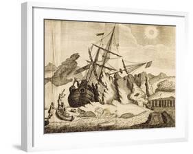 Ship Trapped in the Ice from Account of Frederick Marten's Expedition-null-Framed Giclee Print