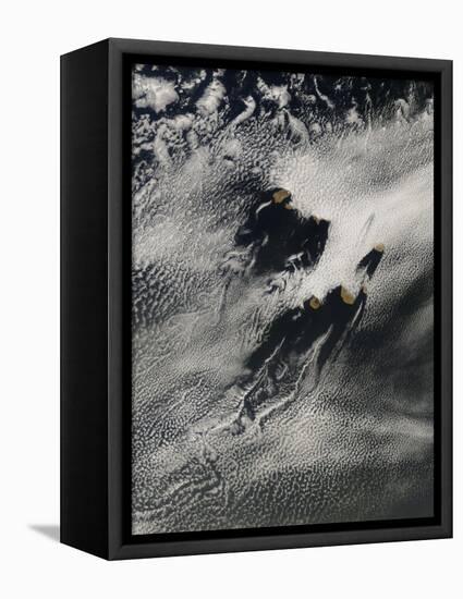 Ship-Wave-Shaped Wave Clouds and Cloud Vortices Induced by the Cape Verde Islands, May 16, 2007-Stocktrek Images-Framed Stretched Canvas