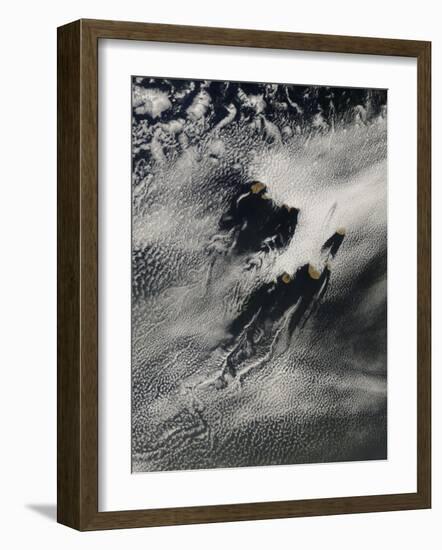 Ship-Wave-Shaped Wave Clouds and Cloud Vortices Induced by the Cape Verde Islands, May 16, 2007-Stocktrek Images-Framed Photographic Print