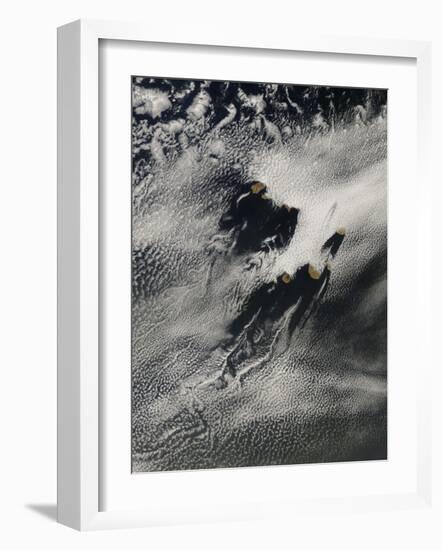 Ship-Wave-Shaped Wave Clouds and Cloud Vortices Induced by the Cape Verde Islands, May 16, 2007-Stocktrek Images-Framed Photographic Print