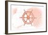 Ship Wheel - Coral - Coastal Icon-Lantern Press-Framed Art Print