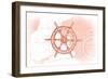 Ship Wheel - Coral - Coastal Icon-Lantern Press-Framed Art Print