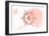 Ship Wheel - Coral - Coastal Icon-Lantern Press-Framed Art Print