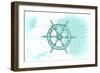 Ship Wheel - Teal - Coastal Icon-Lantern Press-Framed Art Print