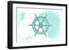 Ship Wheel - Teal - Coastal Icon-Lantern Press-Framed Art Print