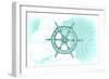 Ship Wheel - Teal - Coastal Icon-Lantern Press-Framed Art Print