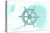 Ship Wheel - Teal - Coastal Icon-Lantern Press-Stretched Canvas