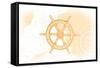 Ship Wheel - Yellow - Coastal Icon-Lantern Press-Framed Stretched Canvas