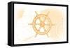 Ship Wheel - Yellow - Coastal Icon-Lantern Press-Framed Stretched Canvas