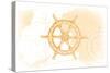 Ship Wheel - Yellow - Coastal Icon-Lantern Press-Stretched Canvas