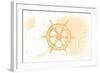 Ship Wheel - Yellow - Coastal Icon-Lantern Press-Framed Art Print