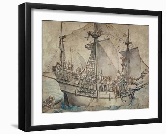 Ship with Revelling Sailors, Lansquenets and a Sutleress-Hans Holbein the Younger-Framed Giclee Print