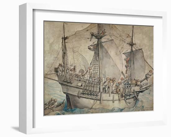 Ship with Revelling Sailors, Lansquenets and a Sutleress-Hans Holbein the Younger-Framed Giclee Print