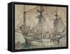 Ship with Revelling Sailors, Lansquenets and a Sutleress-Hans Holbein the Younger-Framed Stretched Canvas