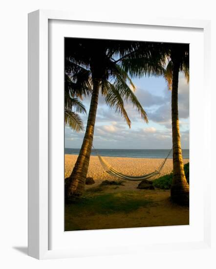 Ship Wreck Beach and Hammock, Kauai, Hawaii, USA-Terry Eggers-Framed Photographic Print