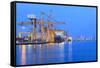 Ship Yard with Heavy Crane in Beautiful Twilight of Day-khunaspix-Framed Stretched Canvas