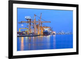 Ship Yard with Heavy Crane in Beautiful Twilight of Day-khunaspix-Framed Photographic Print